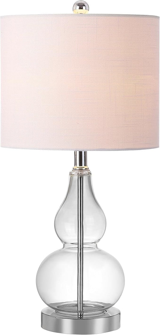 JONATHAN Y JYL1028E Anya 20.5" Mini Glass LED Table Lamp, Transitional, Glam, Midcentury, Modern, Elegant, Office, Living Room, Family Room, Dining Room, Bedroom, Hallway, Foyer, Clear