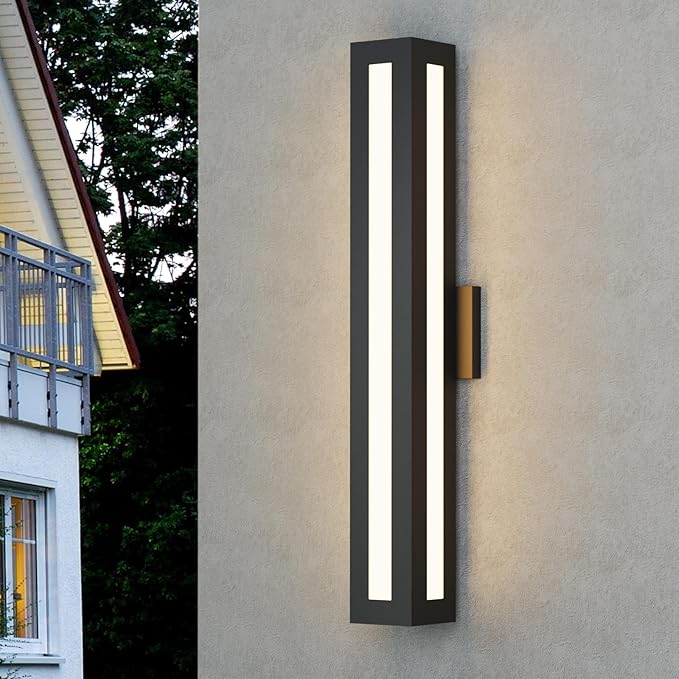 LamQee 30 Inch Modern Outdoor Wall Light Exterior Lighting Fixtures, Integrated LED Contemporary Outdoor Wall Sconce Wall Lighting, Black Outside Lights for House Porch Patio Front Door Garage Indoor