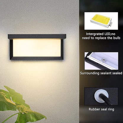 Outdoor Light Fixtures Wall Mount 2 Pack, 3 Colors & Dimmable Exterior Wall Lights for House, Front Porch & Patio