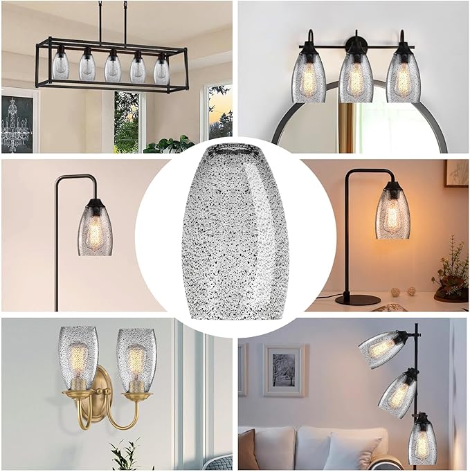 Black Seeded Art Glass Pendant Lamp Shade 4.72" Glass chandeliers Cover Mini Oval Light Shade Replacement Shade Only Light Fixtures for Kitchen Island pendant light 1-Pack