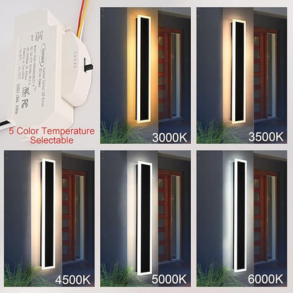MELUCEE 2pcs 48in Long Outdoor Wall Lights Exterior Dimmable LED Wall Lights Long Outdoor Wall Sconce IP65 Waterproof, LED Linear Exterior Lights for Patio Garden Garage Front Door, 3000K-6000K