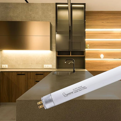 22 Inch F14T5/WW Fluorescent Light Bulb, 3000K Warm White, T5 14 Watts Fluorescent Replacement Bulb for Counter and Cabinet Fixture, G5 Base - 6 Pack