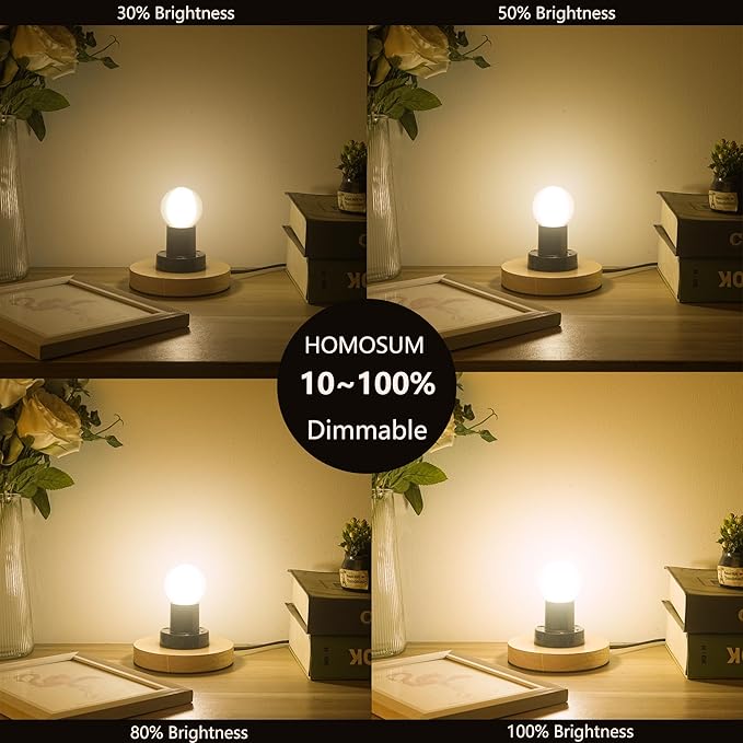 Frosted G16.5 LED Light Bulb, Dimmable Wall sconces Edison Bulb,6W (60W Equivalent), 2700K, E26 Globe Light Bulb for Ceiling Fans, Chandeliers, Vanity, G50, 6Pack (6W-2700K)