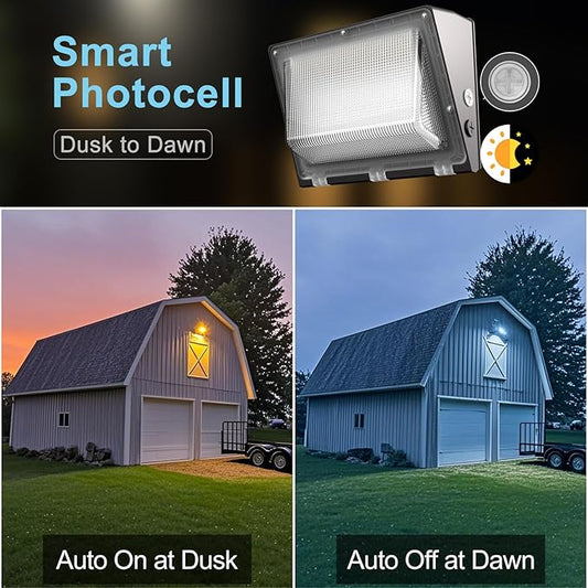 Lightdot 4Pack 200W LED Wall Pack Lights, 100-277v Off Dusk to Dawn Photocell, 30000Lm(150Lm/W) 5000K IP65 Outdoor Exterior Lighting for Garage,Warehouse,Yard,Building,Factory,ETL