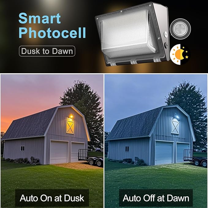 Lightdot 4Pack 200W LED Wall Pack Lights - 30000Lm(150Lm/W) Dusk-to-Dawn (100-277V) 5000K IP65 Outdoor Exterior Lighting Fixture for Warehouse/Parking Lots | 5-Yr Warranty, ETL(Height:15~30ft)