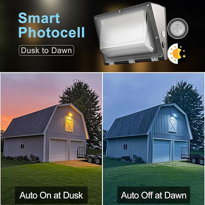 Lightdot 4Pack 200W LED Wall Pack Lights - 30000Lm(150Lm/W) Dusk-to-Dawn (100-277V) 5000K IP65 Outdoor Exterior Lighting Fixture for Warehouse/Parking Lots | 5-Yr Warranty, ETL(Height:15~30ft)