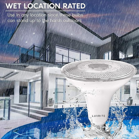 LUXRITE 6 Pack PAR38 LED Outdoor Flood Light Bulbs, 120W Equivalent, 1250 Lumens, 5000K Bright White, 15W Dimmable, Indoor Outdoor Spotlight Bulb, Wet Rated, E26 Standard Base, UL Listed