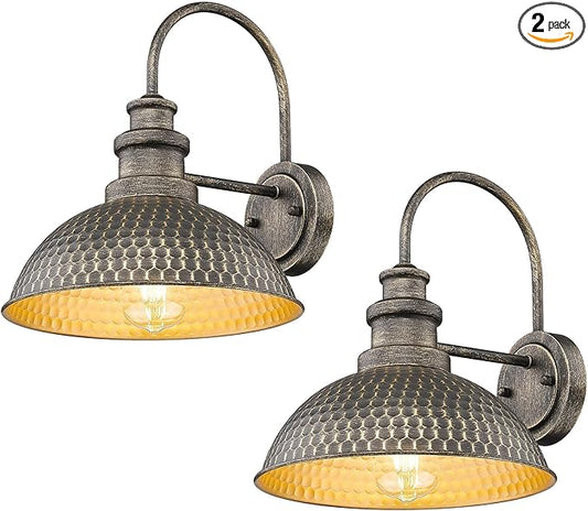 Farmhouse Barn Lights, Anti-Rust Outdoor Wall Sconce, Weather Resistant Exterior Wall Lights, Exterior Lighting Fixture,Vintage Outside Lighting for Porch,Garage,Patio (Vintage Bronze, 2 Pack)