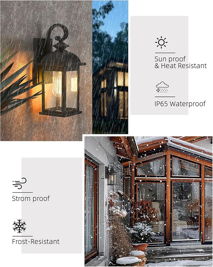 FEMILA Outdoor Wall Sconce, 21" Large Outdoor Wall Lantern Porch Lights for Entryway, Patio, Garage, Doorway, Anti-Rust Waterproof, Matte Black, 4FD54B2 BK