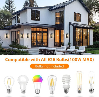 AIBISDO 18In Large Outdoor Wall Light -2 Pack, Black Exterior Lighting Fixture, Outdoor Wall Lantern with Clear Glass Shade, Waterproof Porch Light for Patio, Garage, Front Door（Black）