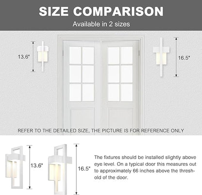 LamQee Outdoor Wall Lights Modern Exterior Lighting Fixtures, 3000K Integrated LED Outdoor Wall Sconce Lighting, Matte White Outside Wall Mount Lights for House Front Door Porch Garage Patio 1 Pack