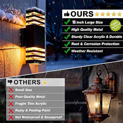 2Pack 15inch Outdoor LED Wall Lights,4000K Day White Outdoor 18W Wall Light Aluminum Body Waterproof IP65 led Porch Light for House Patio Garage Garden.(No Sensor)