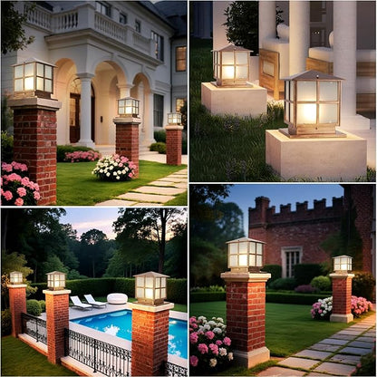 SLAWA Outdoor Post Lights Fixture, Modern Yard Entry Outdoor Column Lights with Aluminum Housing, Patio Pillar Lights Outdoor with Tempered Glass, IP65 Waterproof
