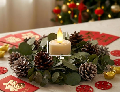Rechargeable Flameless Tealights Candle with Remote Timer, 3D Moving Flame Led Tealight Candles (Includes Remote Control, Charging Base, and USB Cable) (Ivory, 1.4in)