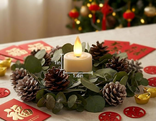 Rechargeable Flameless Tealights Candle with Remote Timer, 3D Moving Flame Led Tealight Candles (Includes Remote Control, Charging Base, and USB Cable) (Ivory, 1.4in)