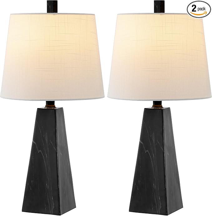 JONATHAN Y JYL1037D-SET2 Owen 20.5" Resin LED Table Lamp Contemporary, Office, Living Room, Family Room, Dining Room, Bedroom, Hallway, Foyer, Black Marble Finish (Set of 2)