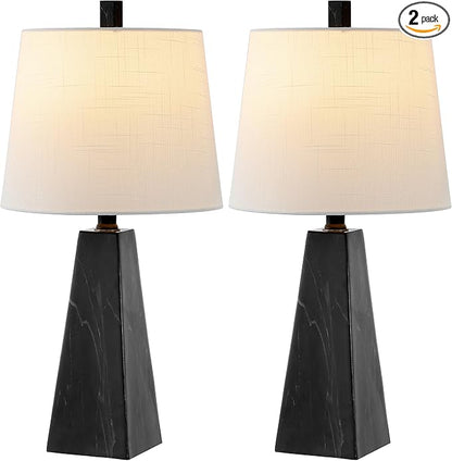 JONATHAN Y JYL1037D-SET2 Owen 20.5" Resin LED Table Lamp Contemporary, Office, Living Room, Family Room, Dining Room, Bedroom, Hallway, Foyer, Black Marble Finish (Set of 2)