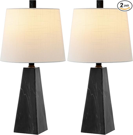 JONATHAN Y JYL1037D-SET2 Owen 20.5" Resin LED Table Lamp Contemporary, Office, Living Room, Family Room, Dining Room, Bedroom, Hallway, Foyer, Black Marble Finish (Set of 2)