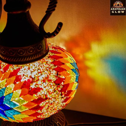 Turkish Mosaic Lamp – Handmade Antique Decorative Lighting with Multicolor Glass Shade and Moroccan Tiffany Style – Bedside Table Lamp for Bedroom, Living Room, Office, Gift Decor