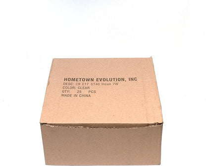 Hometown Evolution, Inc. Box of 25 ST40 Clear 7 Watt C9 (E17) Intermediate Base Replacement Light Bulbs