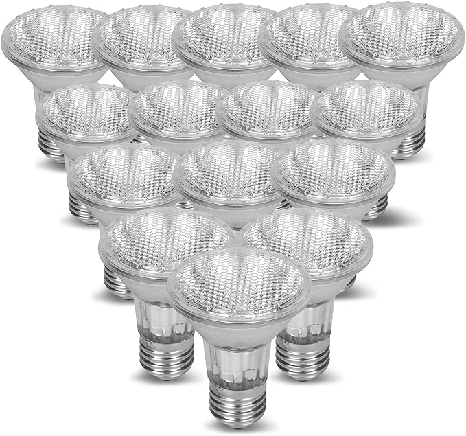 12Vmonster Value 15 Pack DIMMABLE 50PAR20/FL PAR20130v 50W Halogen Recessed Can Spot Flood Light Bulb 110V 120V Edison Base Flood Accent Track Lighting 75W Replacement