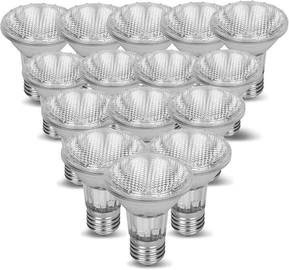 12Vmonster Value 15 Pack DIMMABLE 50PAR20/FL PAR20130v 50W Halogen Recessed Can Spot Flood Light Bulb 110V 120V Edison Base Flood Accent Track Lighting 75W Replacement