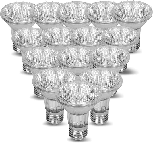 12Vmonster Value 15 Pack DIMMABLE 50PAR20/FL PAR20130v 50W Halogen Recessed Can Spot Flood Light Bulb 110V 120V Edison Base Flood Accent Track Lighting 75W Replacement