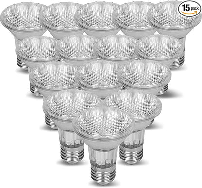 12Vmonster Pack of 15 PAR20/FL DIMMABLE PAR20 35 Watt Halogen Spot Light Bulb I NO Harmful Blue Light I Ceiling Recessed Kitchen Lamp Par20 120V 110V Lighting Replacement