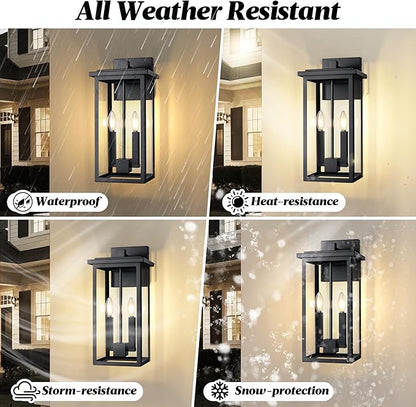Large Modern Exterior Lighting Fixtures Porch Lights Outdoor Sconce Lights Outdoor Wall Lantern Outside Light Fixtures for House,Front Door,Garage Light Wall Mount Waterproof 2 Pcs E12 Base
