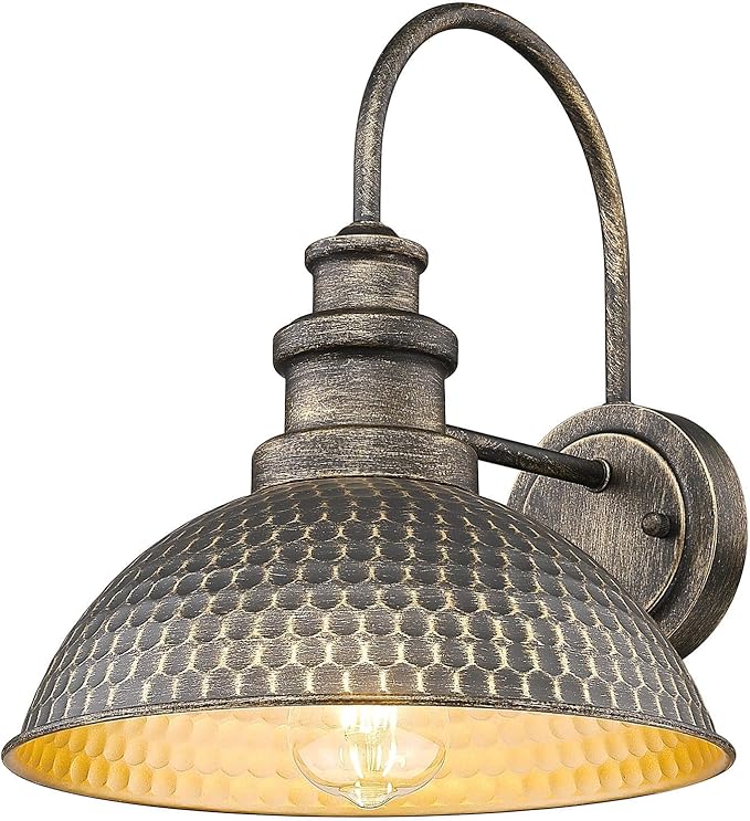 Outdoor Barn Light, 11.4 Inch Farmhouse Wall Mount Lighting, Anti-Rust Waterproof Industrial Black Outside Wall Sconces, Vintage Outdoor Wall Light for House Porch Patio Garage(Vintage Bronze, 1 Pack)