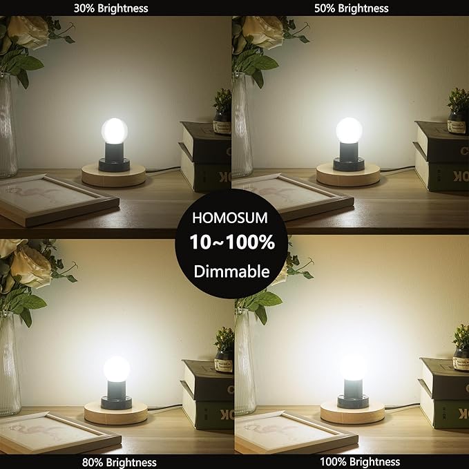 Dimmable g16.5 LED Light Bulb 40W Edison Globe Light Bulb,4W Equal 40 watt Light Bulb, 3000K 400lm AC120V,E26 Frosted Chandelier led Bulb for Chandelier,Vanity and Ceiling Fan,6Pack (4W-3000K)