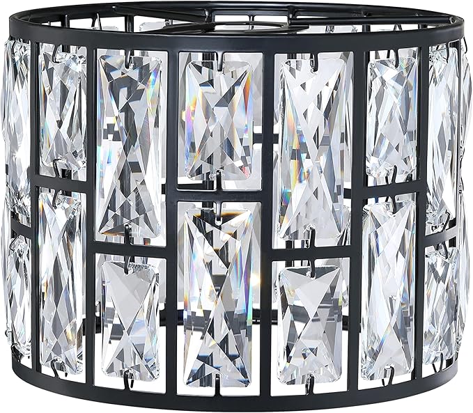 Crystal Metal Pendant Ceiling Chandelier Wall Sconce Lamp Replacement Covers Shade Fixture Black Finish D8.3"*H6.1"