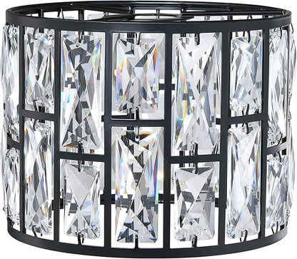 Crystal Metal Pendant Ceiling Chandelier Wall Sconce Lamp Replacement Covers Shade Fixture Black Finish D8.3"*H6.1"