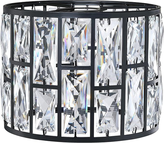 Crystal Metal Pendant Ceiling Chandelier Wall Sconce Lamp Replacement Covers Shade Fixture Black Finish D8.3"*H6.1"