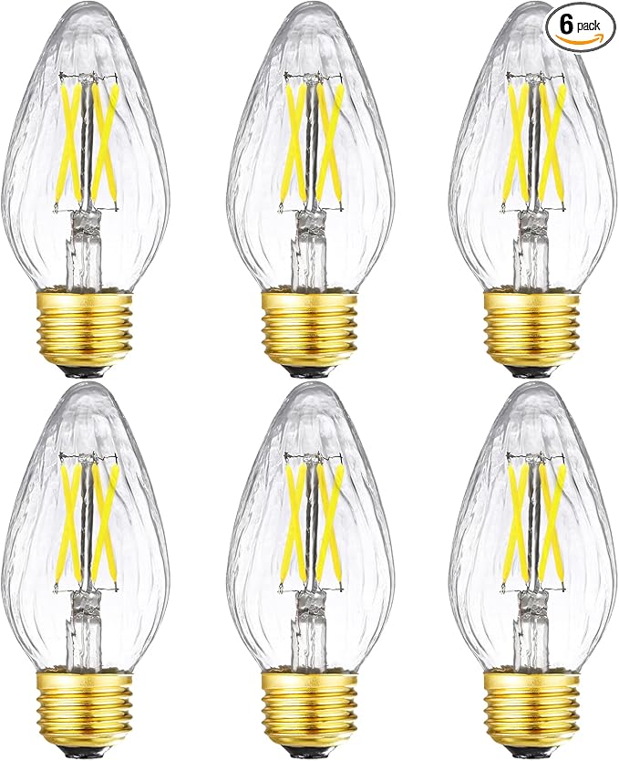 LEOOLS E26 Edison Bulb 6W Equivalent E26 LED Bulb 60 Watt Dimmable 4000K E26 Light Bulb AC120V Neutral White 600lm Flame Wrinkle Glass LED Bulb for Pendant,Porch,Ceiling Fan and Lantern Lamp,Pack of 6
