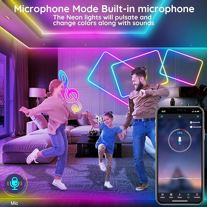 150Ft Led Rope Lights, Flexible Neon Lights Control with App/Remote, Multiple Modes, IP65 Outdoor RGB Waterproof, Music Sync Gaming Light Strip for Bedroom Decor