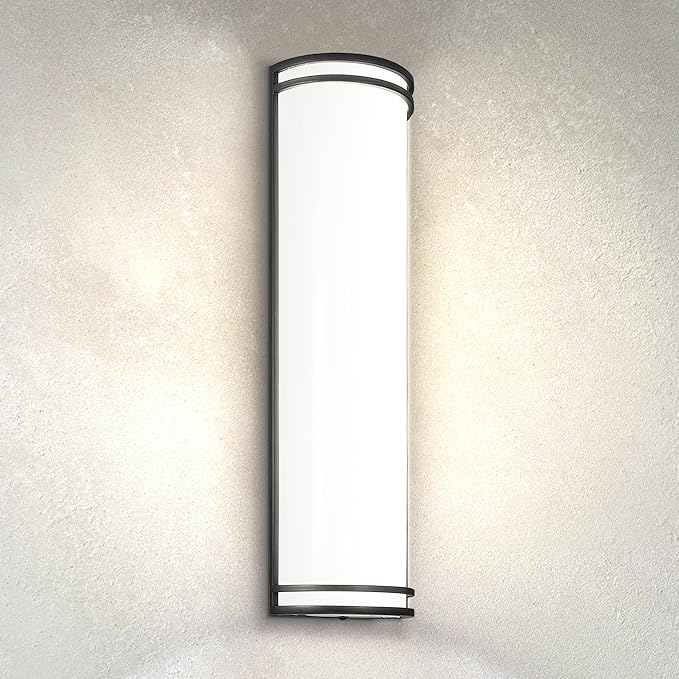 ASD 24 Inch LED Outdoor & Indoor Wall Mount Light Fixture - Matte Black Modern Wall Sconce Lighting - 25W 120-277V 3000K 4000K 5000K Adjustable Dimmable Front Door & Patio Exterior Lights - ETL