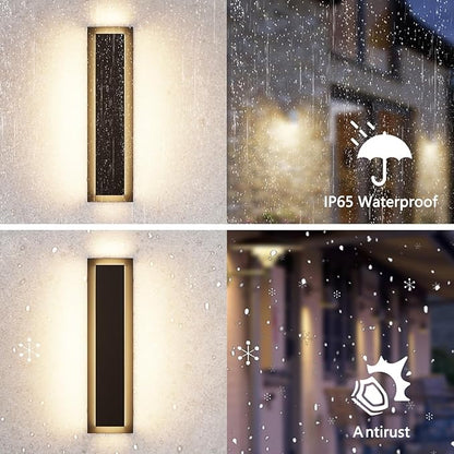 15.7’’ Outdoor Wall Light Fixtures, Modern Wall Sconces, Exterior Lighting Fixtures, 3000K Warm White, IP65 Waterproof, Corrosion-Resistant, Outside Lights for House, Porch, Garage - 1 Pack