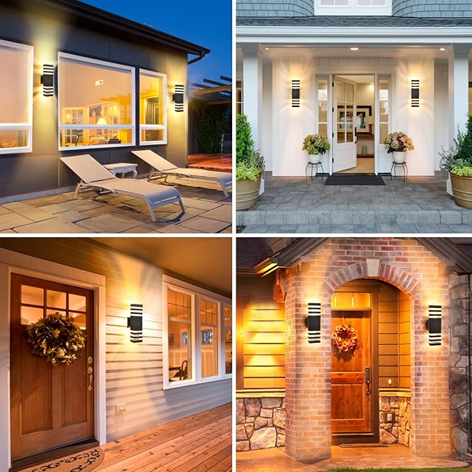 Dusk to Dawn Outdoor Wall Lights 2 Pack, Up and Down Porch Lights Outdoor Wall Mount, Waterproof Exterior Lighting Fixtures for House Garage Patio