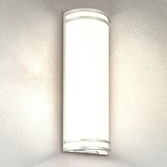 ASD 18 Inch LED Outdoor & Indoor Wall Mount Light Fixture - Brushed Nickel Modern Wall Sconce Lighting - 20W 120-277V 3000K 4000K 5000K Adjustable Dimmable Exterior Lights - Front Door, Patio - ETL