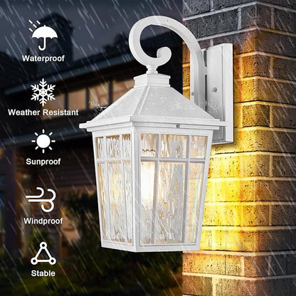 Darkaway Large Outdoor Wall Lights for House, 18inch Exterior Lighting Fixtures Wall Mount Outdoor Porch Lights Waterproof White Outside Sconce Lights with Water Ripple Glass for Patio Hallway Garage