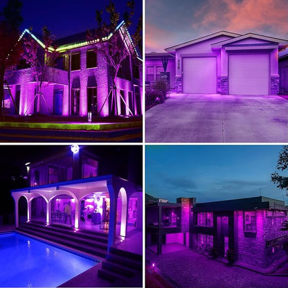 PAR38 Flood Lights Outdoor,Dimmable LED Flood Light Bulbs,20W(Equivalent to 200W),E26 Base,Outdoor Porch,Holiday Lighting,LED Flood Light Bulb for Halloween,Christmas,4 Pack Purple