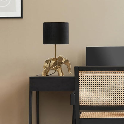 River of Goods 15.5'' H Black Drum Shade with Novelty Elephant Base Table Lamp