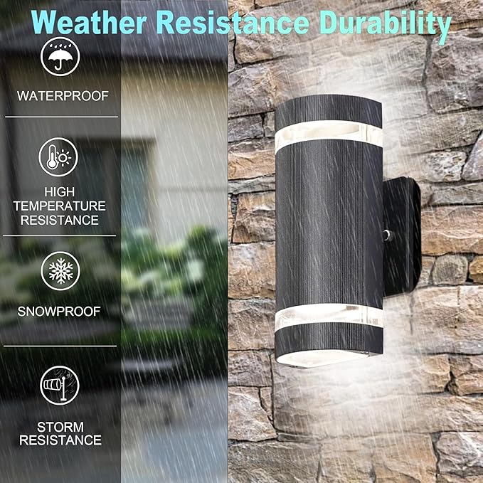 Modern Outdoor Wall Sconce,Smart LED Outdoor Lights-RGB+CCT Color Changing, App&Voice Control, Compatible with App Smart Life, Ambience Exterior Porch Lights for Patio, Garage,Yard
