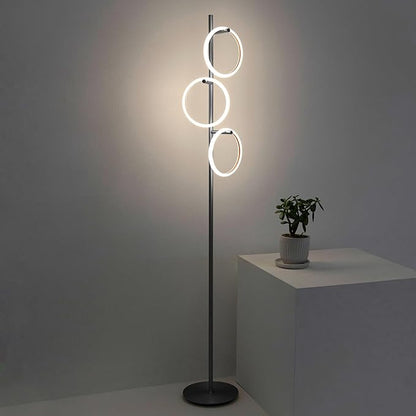 Brightech Saturn LED Tree Floor Lamp - Unique Design Matches Modern and Contemporary Decor - 3 Light Standing Pole Lamp- Tall Light for Living Room, Bedroom, and Office - Black
