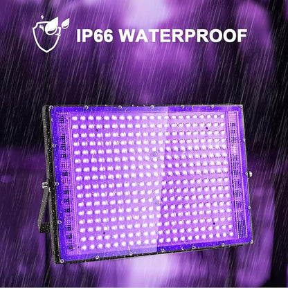 2 Pack 300W Black Lights, Blacklight Flood Light with Plug and Switch,for Glow Party, Black Light Party, Halloween, Body Paint, Neon Glow, Fluorescent Poster, Stage Lighting