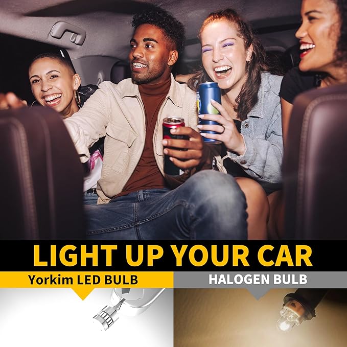 Yorkim 194 LED Bulb 6300K White, 168 2825 W5W T10 LED Light Bulb Error Free for License Plate, Dome, Map, Courtesy, Side Marker Lights, Pack of 2