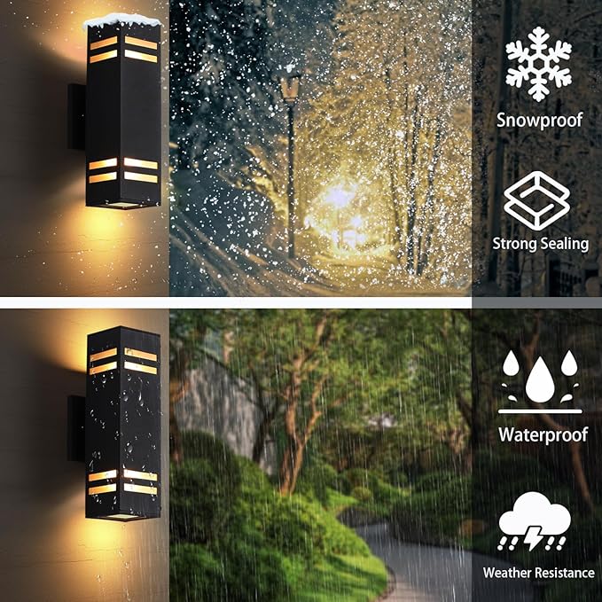 Up and Down Lights Outdoor, RGB Color Changing Outdoor Wall Lights with Dusk to Dawn Photocell Sensor，LED Smart Exterior Wall Light Fixtures for House Front Door Porch Patio 2 Pack