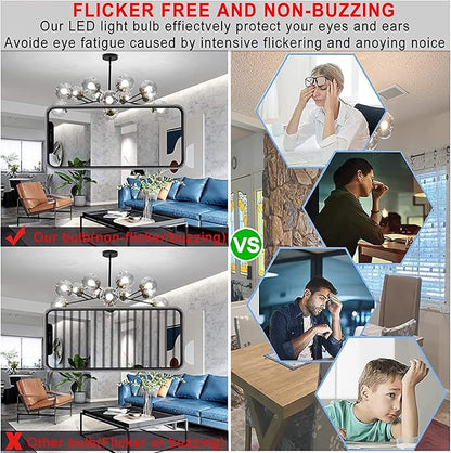 Frosted e12 led Globe g16.5 Light Bulb 4W Equal 40 Watt 400lm AC120V e12 Candelabra Bulb 40 Watt for Chandeliers,Ceiling Fan,Vanity Neutral White 4000K Dimmable Light Bulb 6Pack