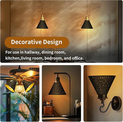 Pendant Light Shade, ALUCSET Trumpet Star Iron Lampshade Fitter 2.4 inch Height 7.4 Inch Bottom Diameter 5.7 Inch Fits Bedroom Lving Room and Bathroom for Chandelier Shades Wall Sconces Series 2 Packs
